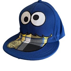 Sesame Street Cookie Monster Adult Fitted Cap Blue Cartoon Festival Y2K - READ